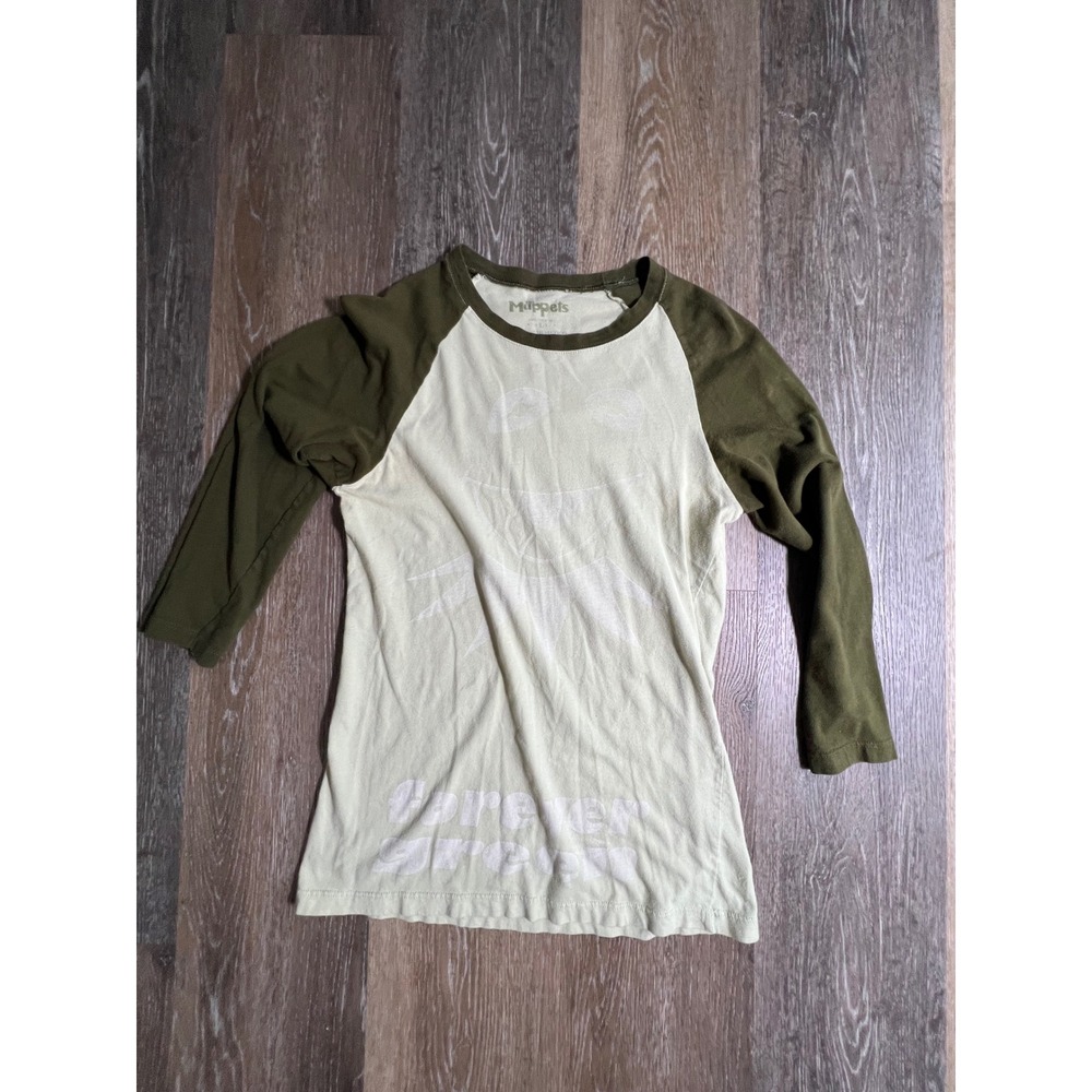 The Muppets Kermit the Frog Raglan Tee Womens Large Green Forever Green Shirt